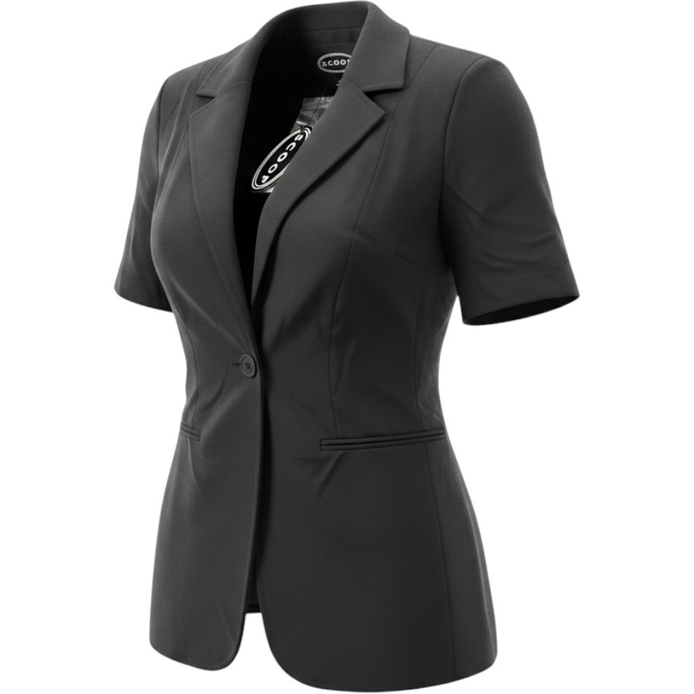 Scoop Women Black Short‎ Sleeve Boxy Blazer Jacket XS 0-2 WMTWOW55040 New